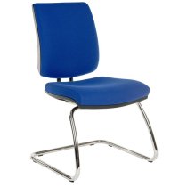 Dessau Visitor Chair In Blue Fabric With Chrome Frame