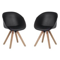 Jaclyn Black PU Visitor Chair With Wooden Legs In Pair