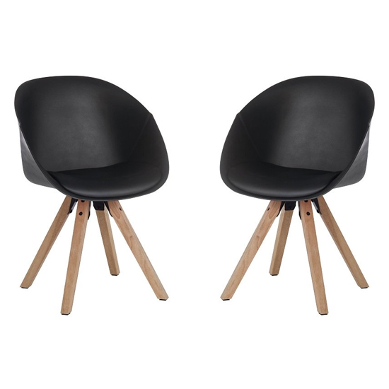 Jaclyn Black PU Visitor Chair With Wooden Legs In Pair