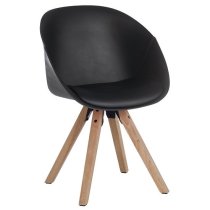 Jaclyn Black PU Visitor Chair With Wooden Legs In Pair