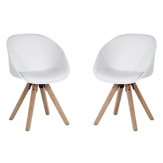 Jaclyn White PU Visitor Chair With Wooden Legs In Pair