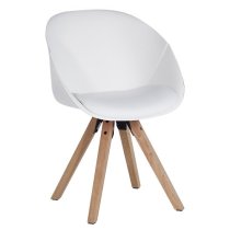 Jaclyn White PU Visitor Chair With Wooden Legs In Pair