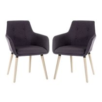 Jaime Fabric Reception Chairs In Graphite With Wood Legs In Pair