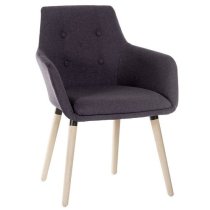 Jaime Fabric Reception Chairs In Graphite With Wood Legs In Pair