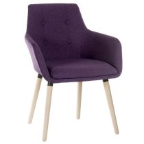 Jaime Fabric Reception Chair In Plum With Wood Legs In Pair