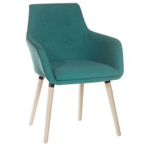 Jaime Fabric Reception Chair In Teal With Wood Legs In Pair