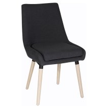 Canasta Fabric Reception Chair In Graphite With Wood Leg In Pair