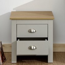 Loftus Wooden Bedside Cabinet In Grey And Oak With 2 Drawers