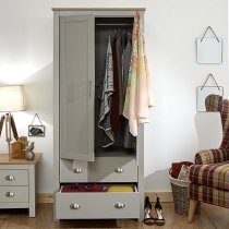 Loftus Wooden Wardrobe In Grey And Oak With 2 Doors