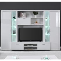 Roma Entertainment Unit White With High Gloss Fronts And LED