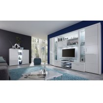 Roma Entertainment Unit White With High Gloss Fronts And LED