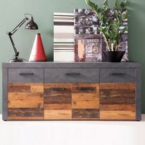 Saige Sideboard In Old Wood And Graphite Grey With 4 Doors