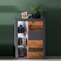 Saige Storage Cabinet In Old Wood And Graphite Grey With LED