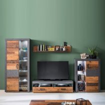 Saige Storage Cabinet In Old Wood And Graphite Grey With LED