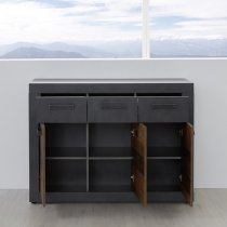 Saige Compact Wooden Sideboard In Graphite Grey And Old Wood