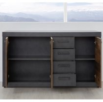 Saige Sideboard In Graphite Grey And Old Wood With 3 Doors