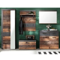 Saige Hallway Furniture Set In Old Wood And Graphite Grey