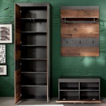 Saige Hallway Furniture Set 1 In Old Wood And Graphite Grey