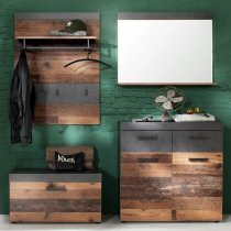 Saige Hallway Furniture Set 3 In Old Wood And Graphite Grey