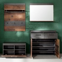 Saige Hallway Furniture Set 3 In Old Wood And Graphite Grey