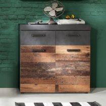 Saige Wooden Shoe Storage Cabinet In Old Wood And Graphite Grey