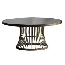 Alexxis Round Contemporary Glass Top Coffee Table In Bronze