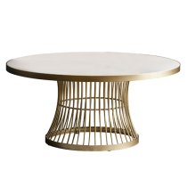 Alexxis Round Contemporary Glass Top Coffee Table In Champagne