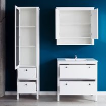 Valdo Wooden Bathroom Furniture Set In White With LED