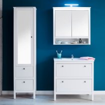 Valdo Wooden Bathroom Furniture Set In White With LED