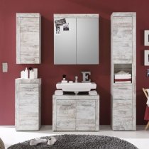 Wildon Wooden Bathroom Storage Wall Cabinet In Canyon White Pine