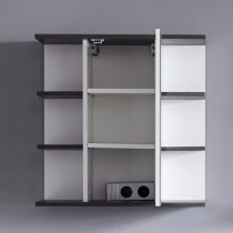 Matis Wall Mirrored Cabinet In White And Smoky Silver