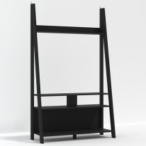 Travis Wooden Ladder TV Stand With 3 Shelves In Black