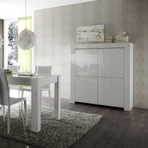 Benetti Modern Highboard In White High Gloss With 4 Doors