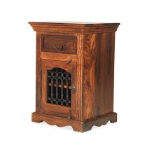 Zander Wooden Left Bedside Cabinet In Sheesham Hardwood