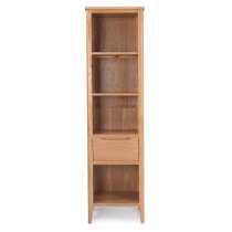 Melton Wooden Bookcase Narrow In Natural Oak With 1 Drawer