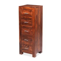 Payton Wooden Chest Of Drawers Tall In Sheesham Hardwood