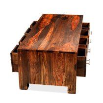 Payton Storage Coffee Table In Sheesham Hardwood With 8 Drawers