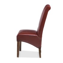 Payton Dining Chair In Red Bonded Leather And Dark Legs