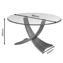 Anfossi Round Clear Glass Coffee Table With Walnut Legs