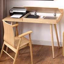 Morvik Wooden Computer Desk In Oak With Lift-Up Lid