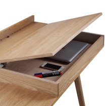 Morvik Wooden Computer Desk In Oak With Lift-Up Lid