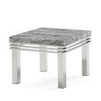 Cotswold Marble Top End Table Square In Grey With Steel Legs