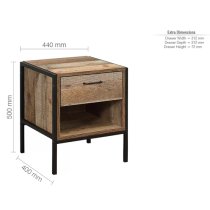 Urbana Wooden Bedside Cabinet With 1 Drawer In Rustic