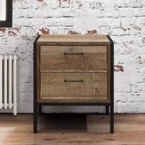 Urbana Wooden Bedside Cabinet With 2 Drawers In Rustic