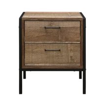 Urbana Wooden Bedside Cabinet With 2 Drawers In Rustic