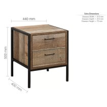 Urbana Wooden Bedside Cabinet With 2 Drawers In Rustic