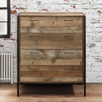 Urbana Wooden Chest Of 4 Drawers In Rustic