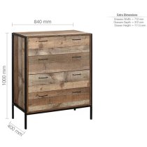 Urbana Wooden Chest Of 4 Drawers In Rustic