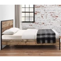 Urbana Wooden Double Bed In Rustic