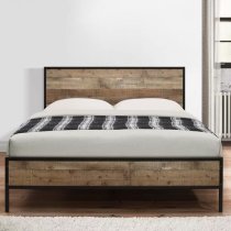 Urbana Wooden Double Bed In Rustic